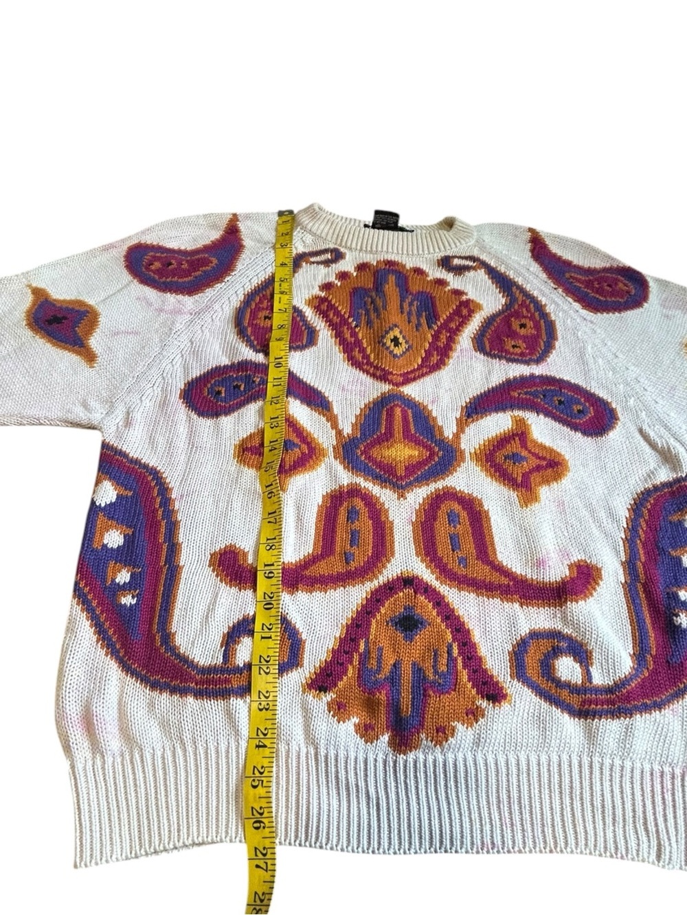Vintage B. Diffusion Paisley Ramie Cotton Sweater Medium - Picture 7 of 12